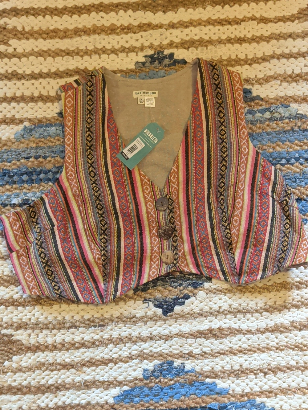 EARTHBOUND Multicolor Striped V-Neck Crop Vest